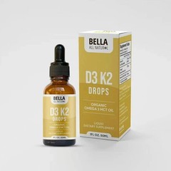 3x Bella All Natural Vitamin D3 K2 Drops Organic Omega 3 MCT Oil 50ml
