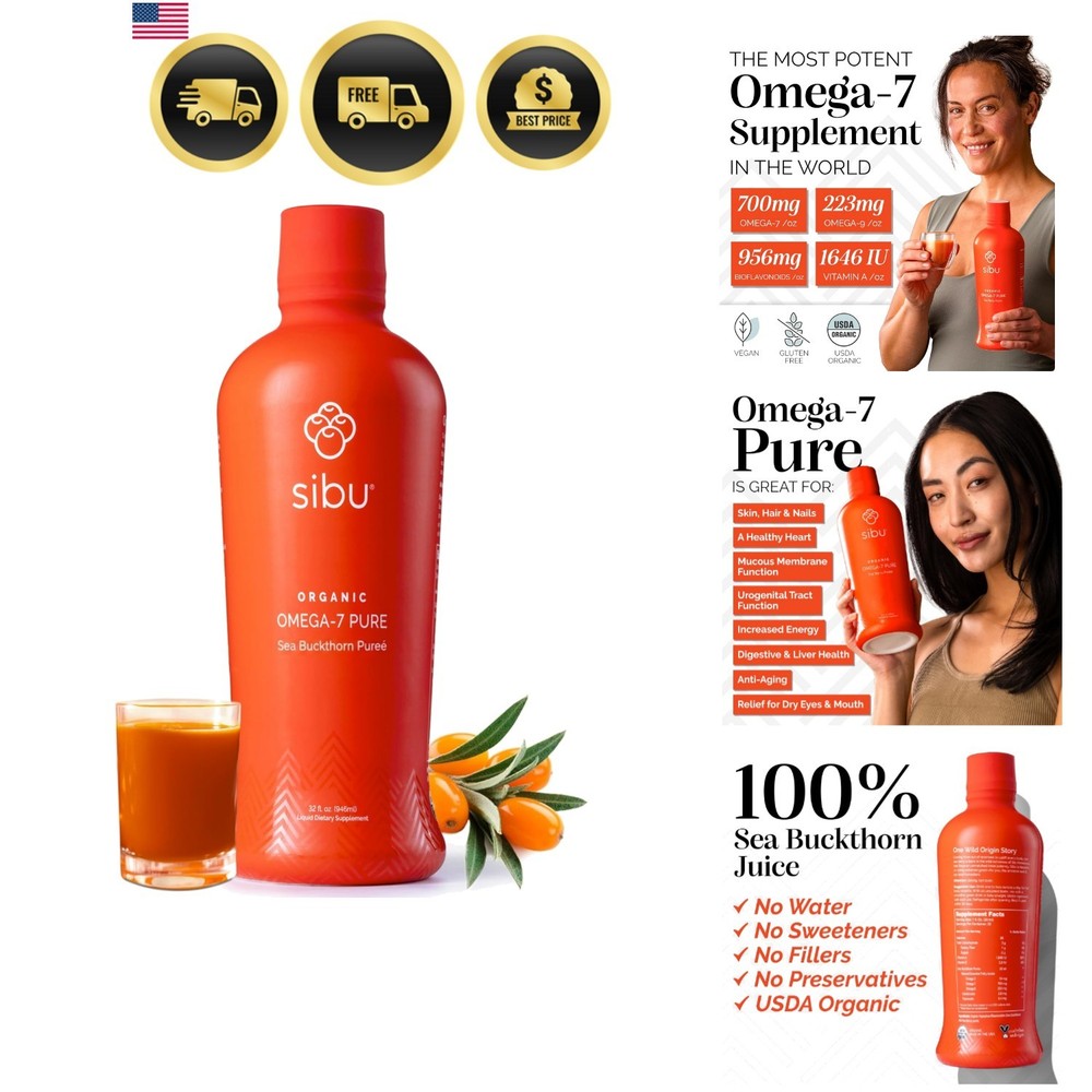 Omega-7 Pure, 100% Pure Sea Buckthorn Juice 32 oz USDA Organic | 650mg Omega-…