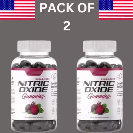 PACK OF 2 Nitric Oxide Beet Root Gummies SF Heart Health, Cherry & Peach”