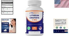 Lithium Orotate 5mg Vegetarian Capsules 240 Count for Brain Health Support