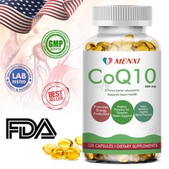 Coenzyme Q10 Anti Aging Cardiovascular Heart Health Support Non-GMO 120 Capsules