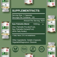 120 Softgels Saw Palmetto Extract 1000mg Prostate Supplement Urinary Men Health