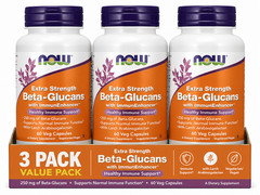 NOW FOODS Beta-Glucans with ImmunEnhancer (250mg) 60 Veg Capsules pack of 3