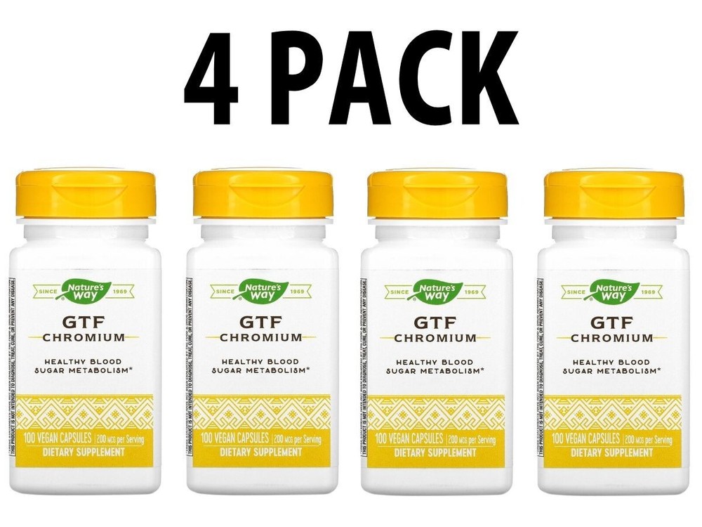Nature’s Way, GTF Chromium, 4 PACK, 200 mcg, 100 Vegan Capsules each 400 total!