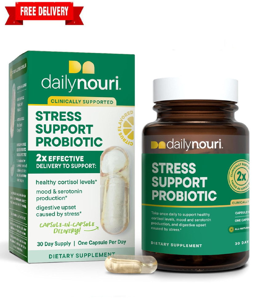 Daily Nouri Stress Support Probiotics for Women & Men | Mood & Cortisol Support