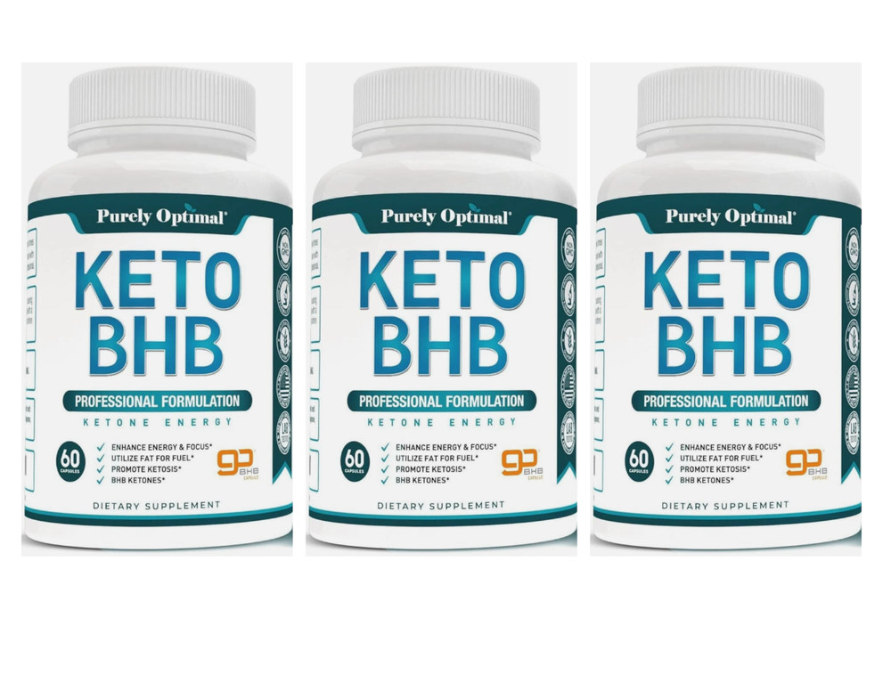 Lot 3 X Purely Optimal Keto BHB Advanced Formulation Ketone Energy 60 Ct