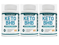 Lot 3 X Purely Optimal Keto BHB Advanced Formulation Ketone Energy 60 Ct
