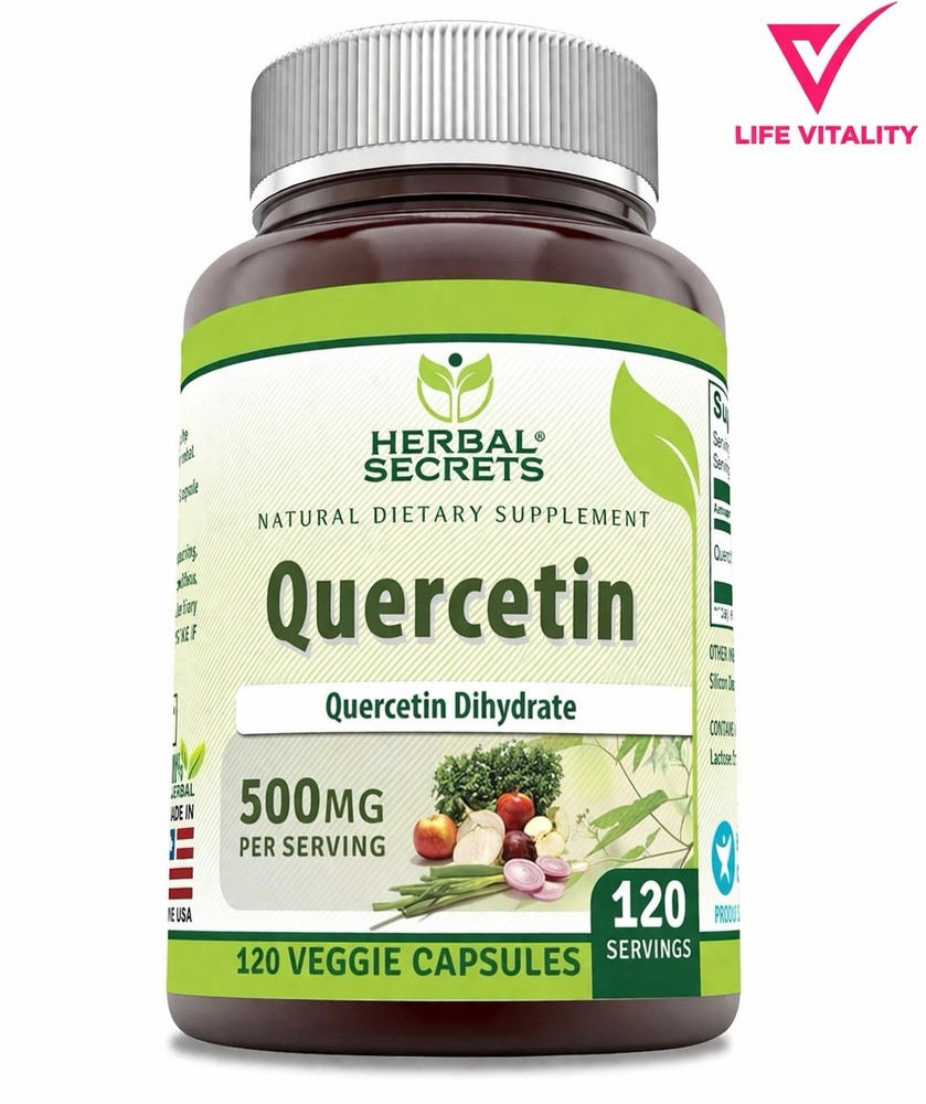 QUERCETIN 500MG 120 CAPS ANTIOXIDANT IMMUNE SUPPORT VEGGIE HERBAL SECRETS