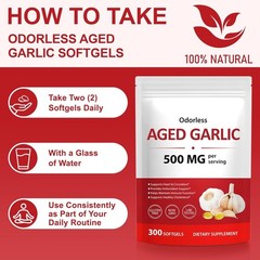 Oderless Garlic 7500 Mg Per Servings,300 Softgels,2 Years Aged Garlic Extra