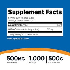Nutricost Pure GABA 500G Powder (Gamma Aminobutyric Acid) (500 Grams/1.1 pounds)