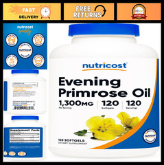 Evening Primrose Oil 1300mg – Cold Pressed, Non-GMO, Gluten-Free Softgels, 120 C