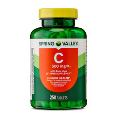 Spring Valley Vitamin C Supplement with Rose Hips Tablets, 500 mg, 250 Count