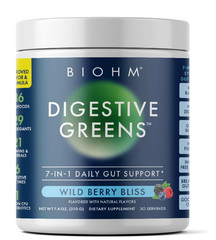 BIOHM Digestive Greens Superfood Powder 7.4oz 30 Servings Gut Immune Fiber