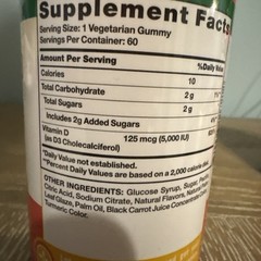 2 Pack Nature’s Truth Vitamin D3 Gummies 5000 IU High Potency Peach 120 Total