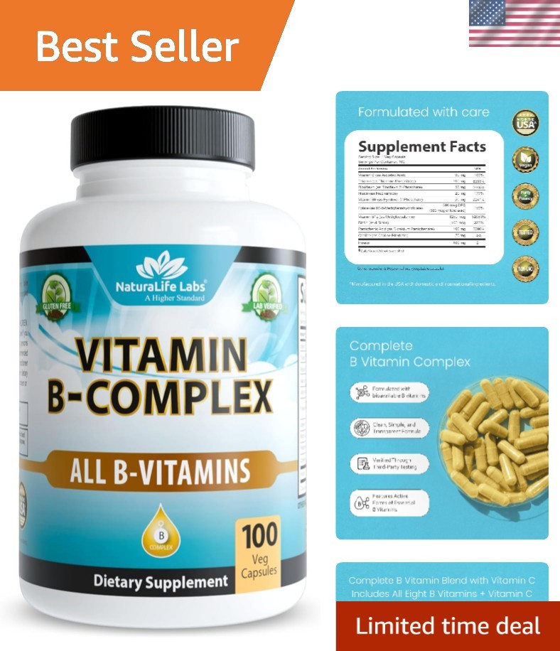 Brand New Vitamin B-Complex with Vitamin C & Folic Acid – 100 Capsules – , No…