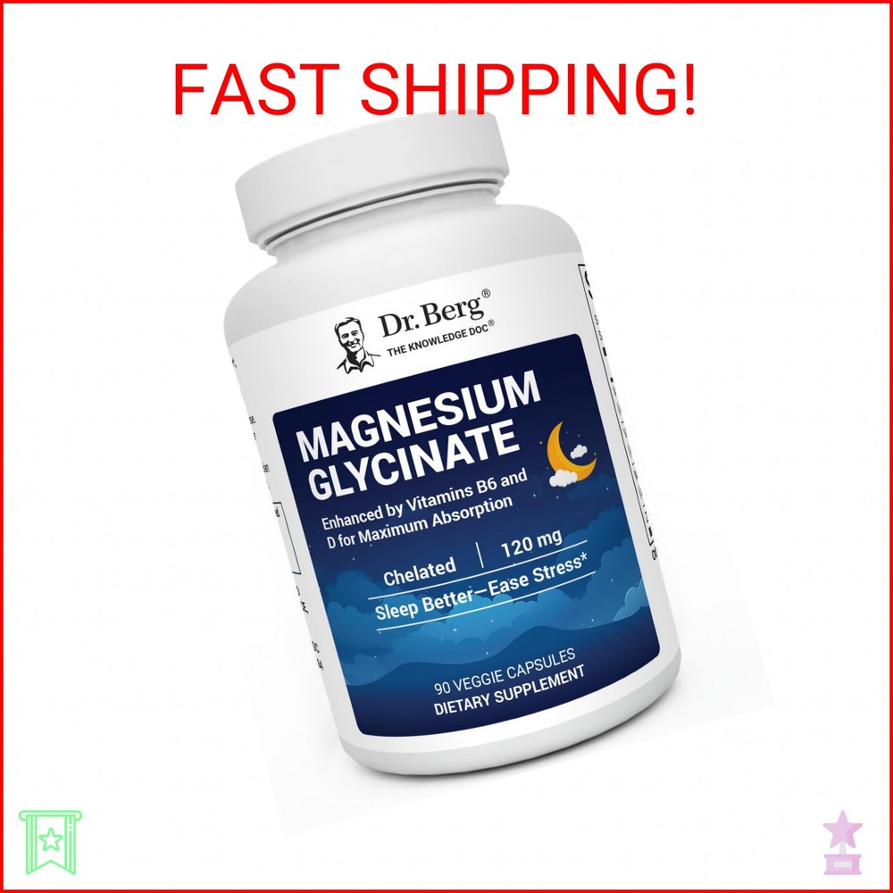 Dr. Berg Magnesium Glycinate 90ct – 4-in-1 Chelated for Muscle, Nerve, Sleep & S