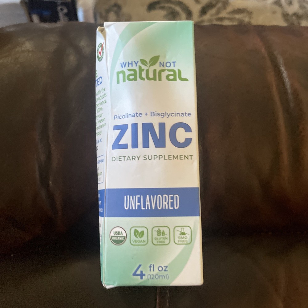 Organic Liquid Zinc Drops Supplement with Zinc Picolinate and Bisglycinate 4 Fl,