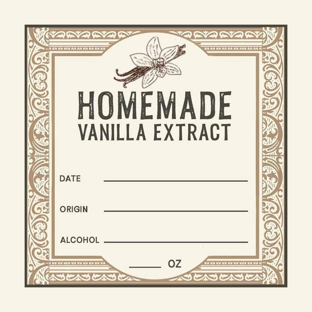 12 Vanilla Extract Labels for Homemade Extract – Great for Gifts – 3″x3″ Squa…
