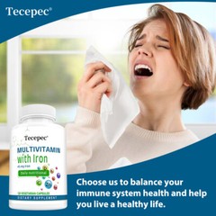 Multivitamin with 45 mg of Iron | Easy to Swallow Capsule | Immune Support