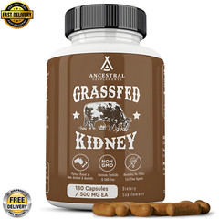 Ancestral Supplements Grass Fed Beef Kidney Supplement, 3000mg – 180 Capsules