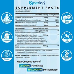 Liposomal Nattokinase 12,000 FU Serrapeptase 360,000 SPU Enzyme Supplement E…