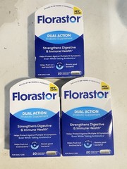 Lot of 3 Florastor Dual Action Daily Probiotic Supplement 20 Capsules Each