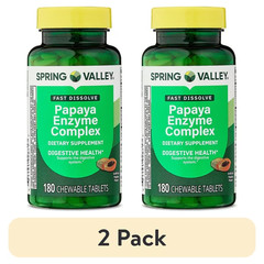 Spring Valley Papaya Enzyme Tablets 180ct Digestive Health Chewable pack of 2