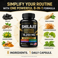 Shilajit Multivitamin(Turmeric, Ashwagandha, Ginger, Cordyceps Mushrooms)60 cap