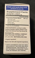 Motherlove Breastfeeding More Milk Moringa 60 Capsules 7-27 Optimize Production