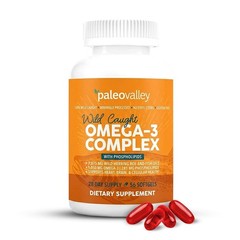 Paleovalley Omega3 Complex, Wild Caught Fish Oil Softgels, 1,050mg Omega3s, 7…