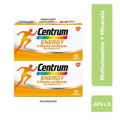 2X Centrum Energy Multivitamin Tablet B-Vitamins Minerals Vitamin C & E 60’s