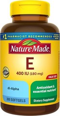 Nature Made Vitamin E 180 mg (400 IU) dl-Alpha, Dietary Supplement 300 Softgels