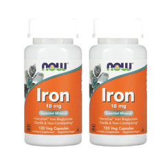 NOW FOODS (2 PACKS) Iron 18 mg 120 Veg Capsules