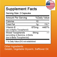 Vitamin E 670mg 120 Softgels | Vit E Capsules for Hair Skin Nail Face Health