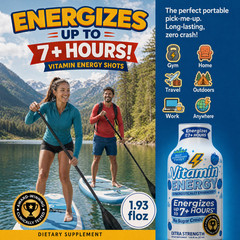 (12 Pack) Vitamin Energy® Hydration+ Blue Rasp. Energy Shots, Clinically Proven