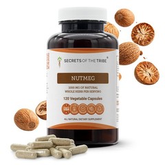 Secrets of the Tribe Nutmeg 120 Capsules, 1000 mg, Nutmeg Rou Dou Kou, Myrist…