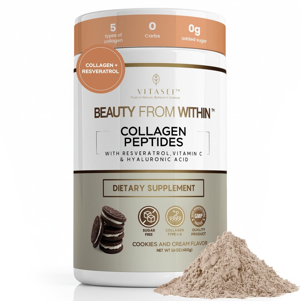 VITASEI Hydrolyzed Collagen Peptides Powder with Resveratrol and Vitamin C – …