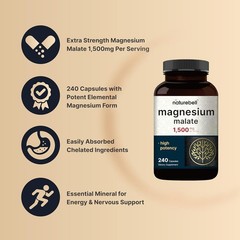 Magnesium Malate 1500mg Capsules Chelated High Absorption Natural Supplement