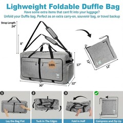 Bago Large Duffle Bag for Travel Women & Men. Durable Lightweight Foldable Tr…