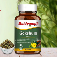 Gokshura Gokhru Tribulus Ayurvedic 60 Tablets Supports Strength & Vitality.