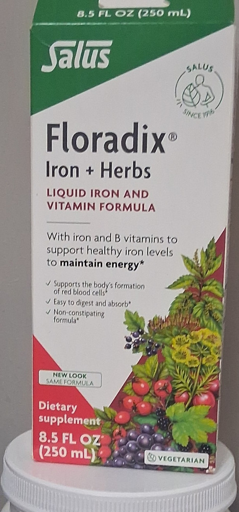 Salus Floradix Iron + Herbs Liquid, Vegetarian, Fruit Juice Flavor, 8.5 fl oz