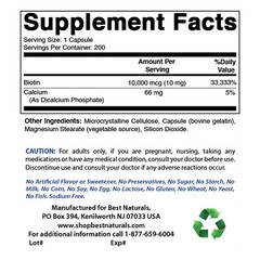 Best Naturals Biotin 10000 mcg 200 Capsules