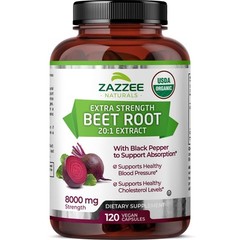 Organic Beet Root Extract 8000 mg, 120 Vegan Capsules, Nitric Oxide Support