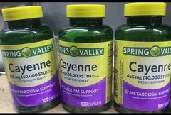 3 packSpring Valley Cayenne Metabolism Support Supplement Capsules 455 mg 300 ct