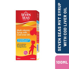 Seven Seas 500 OR 100ml Multivitamin Orange Flavour Syrup Cod Liver Oil For Kids