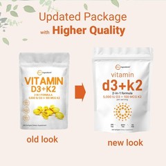 Vitamina D3 5000 Ui Con K2 100 Mcg, 300 Capsulas Blandas | K2 Mk-7 Wi