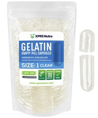 Size 1 Empty Capsules 500 Count Gelatin Pills DIY Capsule Filling Clear