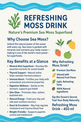 sea moss drink refreshing moss authentic healthy Drink 15oz (pack of 5) Mango