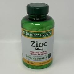 NATURE’S BOUNTY ZINC 50 mg 400 Tablets Supports Immune System Health Exp 08/26