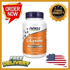 NOW FOODS L-Lysine, Double Strength 1000 mg – 100 Tablets